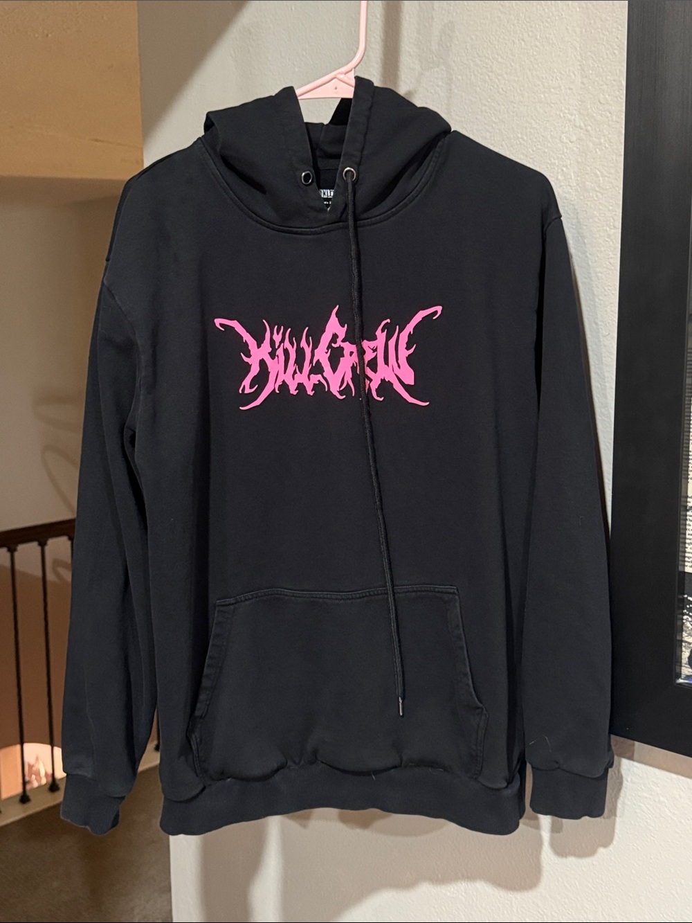 Kill Crew Black Hoodie with Pink Graphic Logo